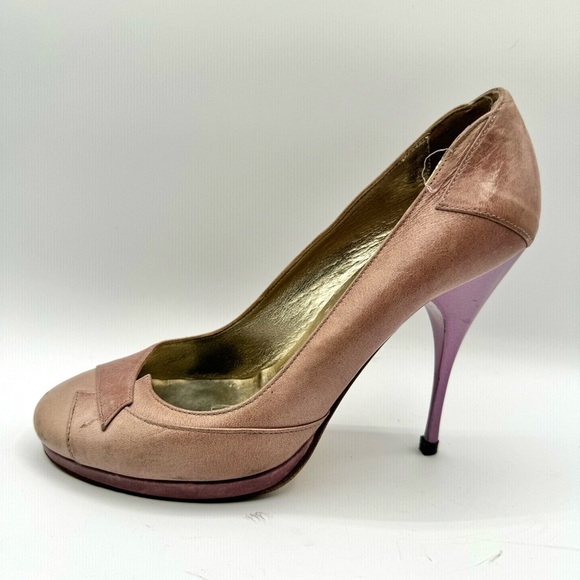 VERSACE JEANS COUTURE PURPLE LEATHER HEELS VJC BY VERSACE PUMPS MADE IN ITALY 39 - Picture 4 of 17